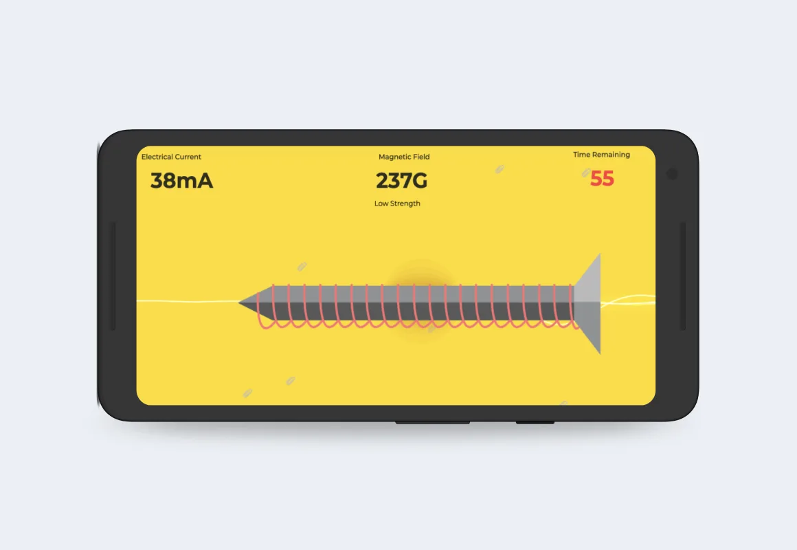 ElectroCrane mobile interface showing the crane control screen optimized for tablet use in the classroom